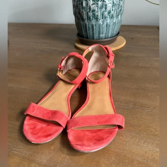 J.Crew Hadley Suede ankle-strapped sandals in Warm Cerise - Picture 1 of 3